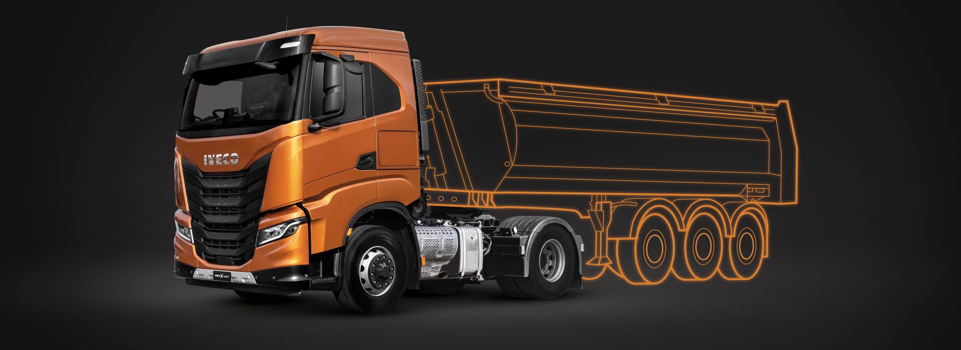 Orange truck on a building site